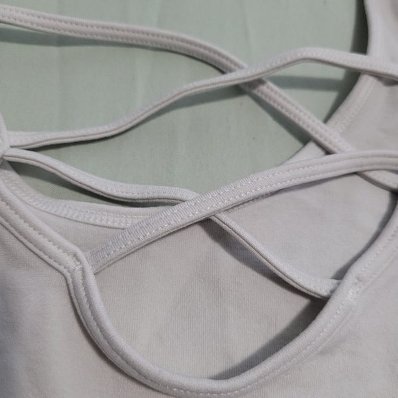 White Nylon Cami with Cross Strap Detail - Size L - Picture 3 of 4